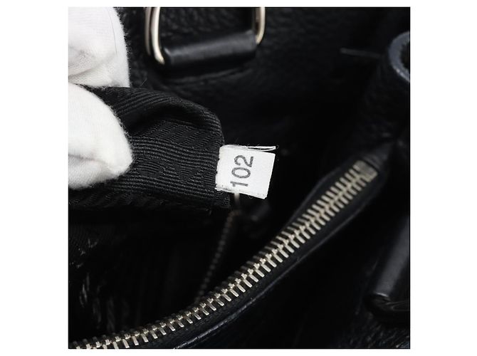 PRADA Tote Bag Vittero Dino Leather Schwarz Silber Authentisch 192267SAM - Ansicht 26