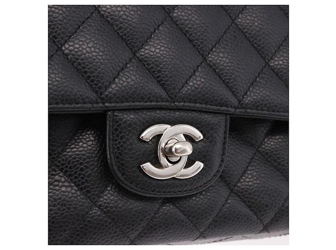 Borsa CHANEL Chain Matelasse 25 in pelle Caviar nera con CC argento Autentica yk20613SM - vista 14