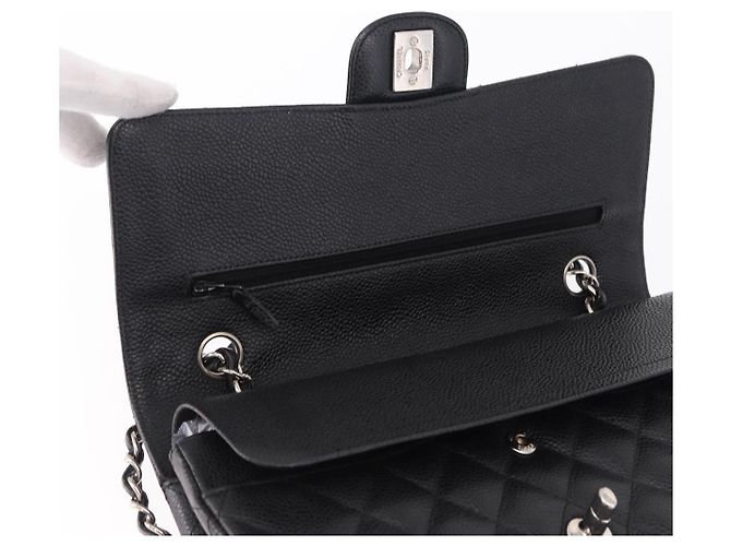 Borsa CHANEL Chain Matelasse 25 in pelle Caviar nera con CC argento Autentica yk20613SM - vista 16