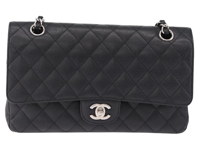 Borsa CHANEL Chain Matelasse 25 in pelle Caviar nera con CC argento Autentica yk20613SM - vista 2