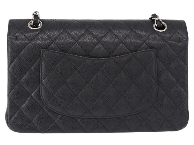 Borsa CHANEL Chain Matelasse 25 in pelle Caviar nera con CC argento Autentica yk20613SM - vista 3
