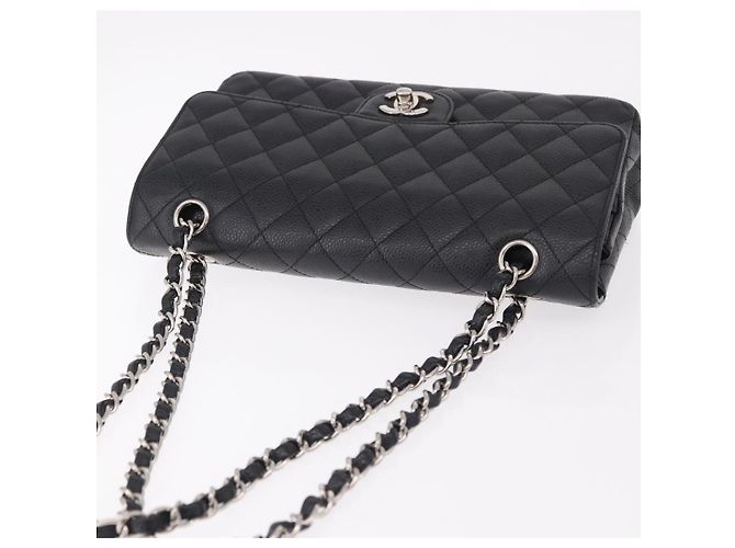 Borsa CHANEL Chain Matelasse 25 in pelle Caviar nera con CC argento Autentica yk20613SM - vista 6