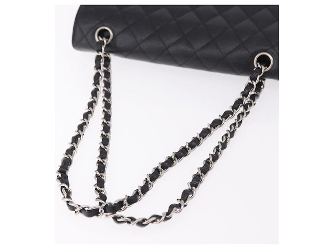 Borsa CHANEL Chain Matelasse 25 in pelle Caviar nera con CC argento Autentica yk20613SM - vista 7