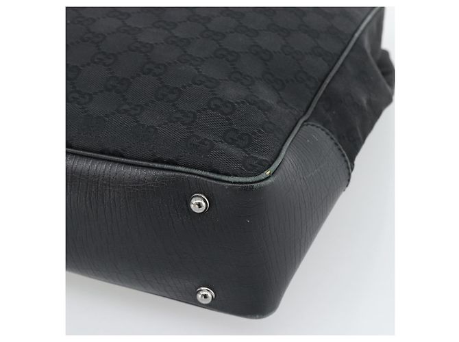 Borsa GUCCI GG Canvas Bamboo Nera Argento 112530 Auth ep15294 Nero - vista 10