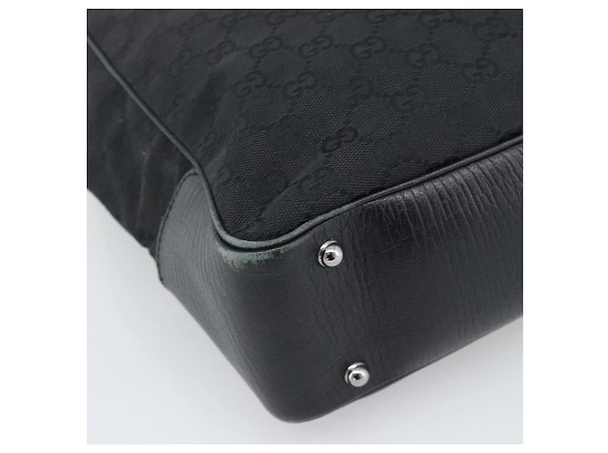 Borsa GUCCI GG Canvas Bamboo Nera Argento 112530 Auth ep15294 Nero - vista 11