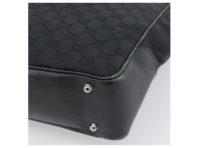 Borsa GUCCI GG Canvas Bamboo Nera Argento 112530 Auth ep15294 Nero - vista 12