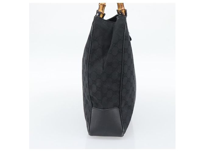 Borsa GUCCI GG Canvas Bamboo Nera Argento 112530 Auth ep15294 Nero - vista 5