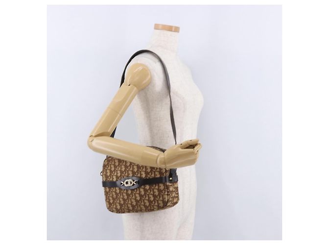 Borsa a tracolla Christian Dior Trotter Canvas Beige Oro Auth ka5228 D'oro - vista 21