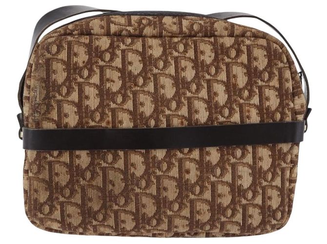 Borsa a tracolla Christian Dior Trotter Canvas Beige Oro Auth ka5228 D'oro - vista 3
