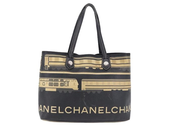 Borsa Tote CHANEL Central Station in PVC e tela nera con CC argento Autentica BA14429 - vista 2