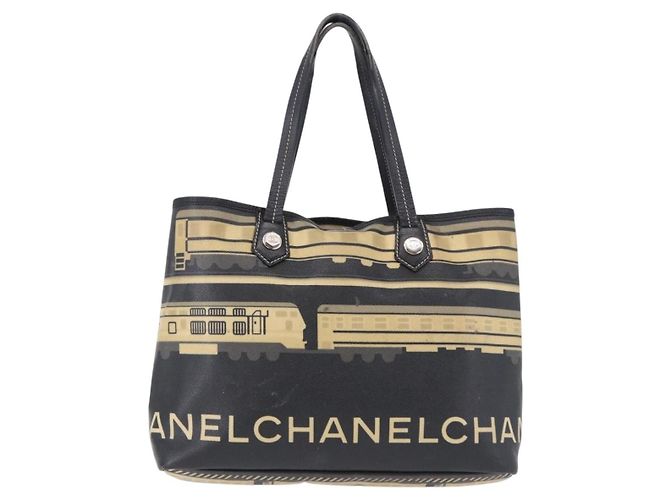 Borsa Tote CHANEL Central Station in PVC e tela nera con CC argento Autentica BA14429 - vista 4