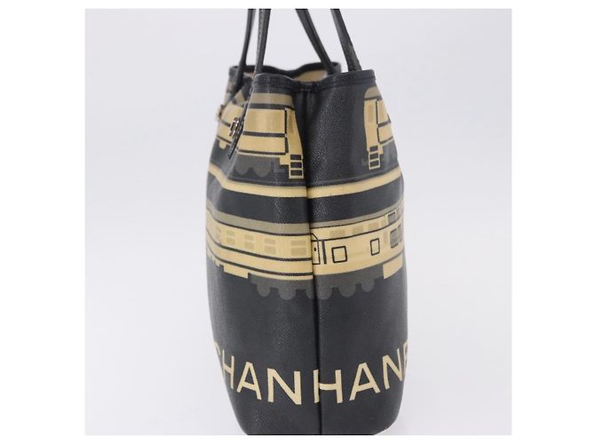 Borsa Tote CHANEL Central Station in PVC e tela nera con CC argento Autentica BA14429 - vista 6