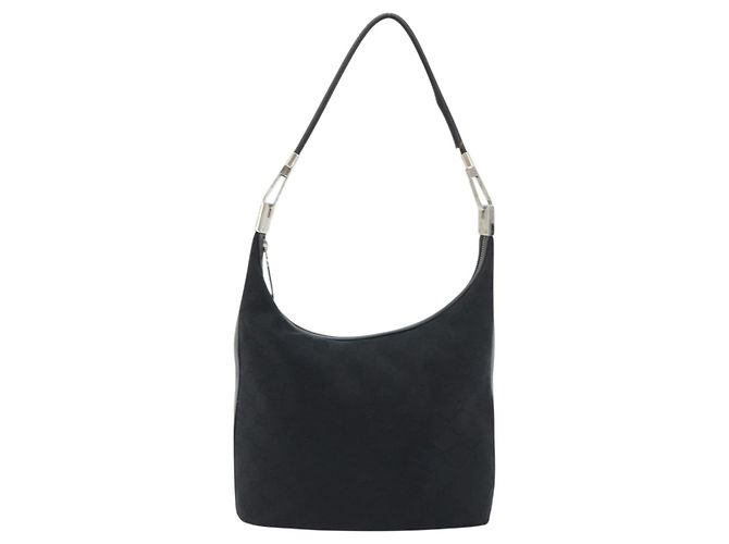Borsa a Spalla GUCCI GG Canvas Nera Argento 001 3814 3754 Auth gh2173 Nero - vista 2
