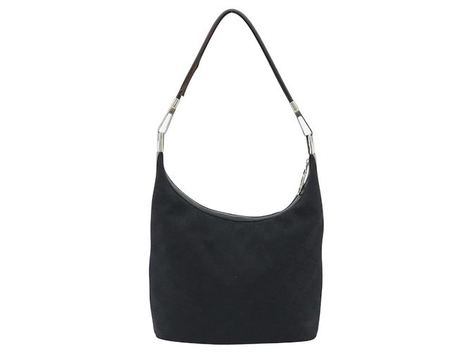 Borsa a Spalla GUCCI GG Canvas Nera Argento 001 3814 3754 Auth gh2173 Nero - vista 3