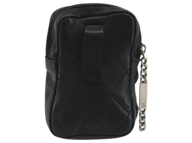 CHANEL Matelasse Cambon Line Clutch Lammfell Schwarz CC Authentisch 186655 - Ansicht 3