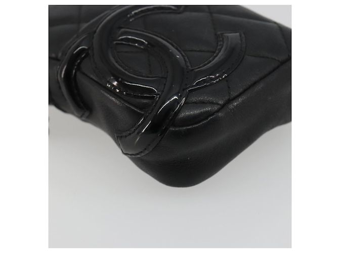 CHANEL Matelasse Cambon Line Clutch Lammfell Schwarz CC Authentisch 186655 - Ansicht 9