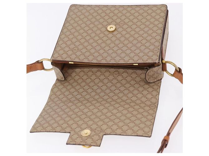 Céline Borsa a tracolla CELINE Macadam Canvas PVC Beige Oro Auth ka5222 D'oro - vista 15