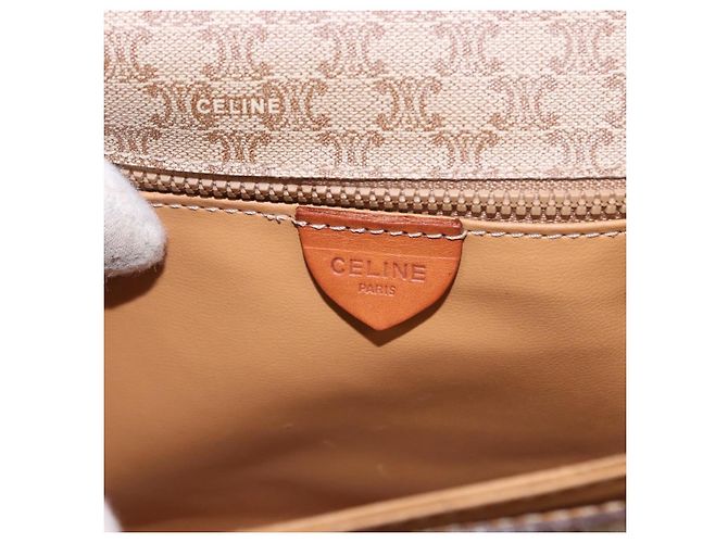 Céline Borsa a tracolla CELINE Macadam Canvas PVC Beige Oro Auth ka5222 D'oro - vista 16