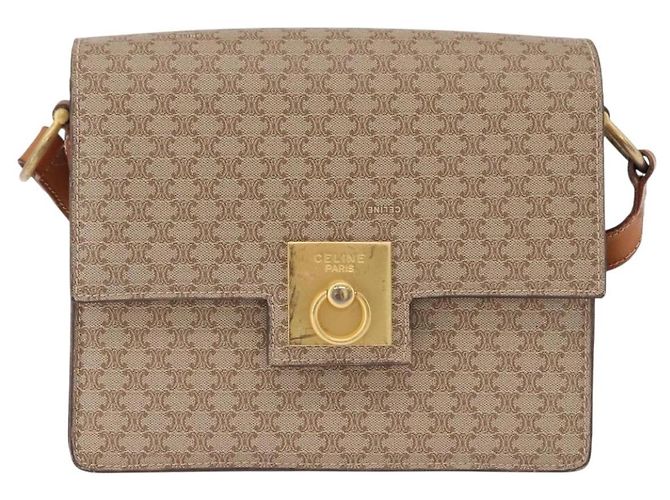 Céline Borsa a tracolla CELINE Macadam Canvas PVC Beige Oro Auth ka5222 D'oro - vista 2