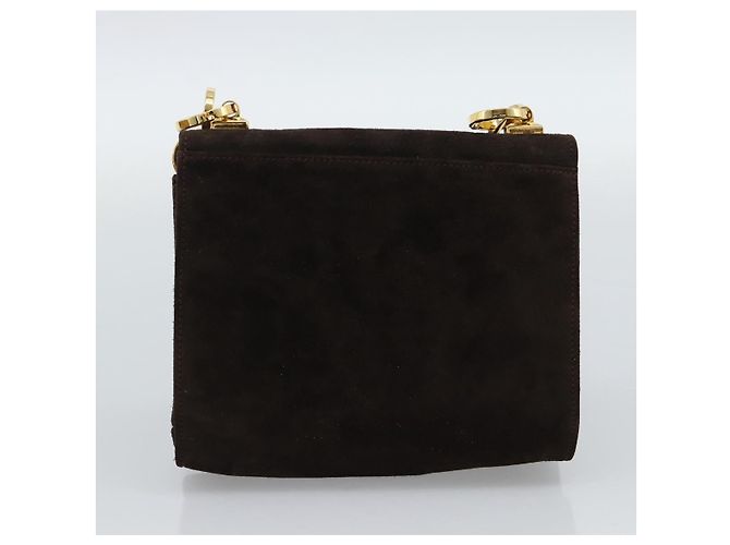 Borsa Salvatore Ferragamo Gancini PVC Scamosciato 2 Set Nero Marrone Auth 191708 D'oro - vista 10