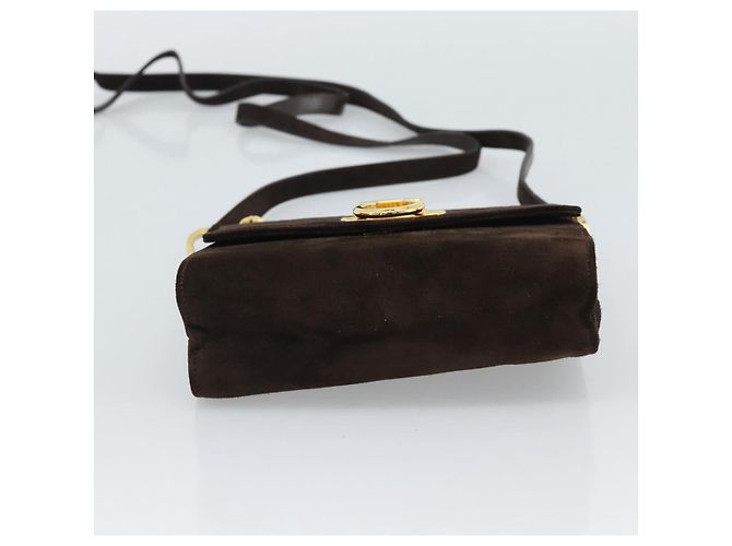 Borsa Salvatore Ferragamo Gancini PVC Scamosciato 2 Set Nero Marrone Auth 191708 D'oro - vista 14