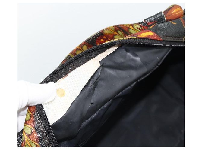 Borsa Salvatore Ferragamo Gancini PVC Scamosciato 2 Set Nero Marrone Auth 191708 D'oro - vista 8