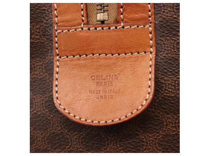 Céline Borsa Boston CELINE Macadam Canvas PVC Pelle Marrone Oro Auth 191352A D'oro - vista 15