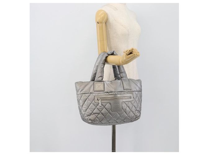 CHANEL Cococoon Tote Bag beschichtet Canvas Silber CC Authentisch bs36183 - Ansicht 23