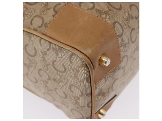 Céline Borsa Boston CELINE C Saluki in PVC e pelle Beige con finiture dorate Auth 192714 - vista 10