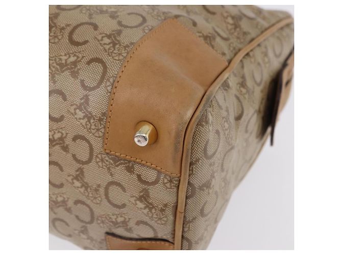 Céline Borsa Boston CELINE C Saluki in PVC e pelle Beige con finiture dorate Auth 192714 - vista 11