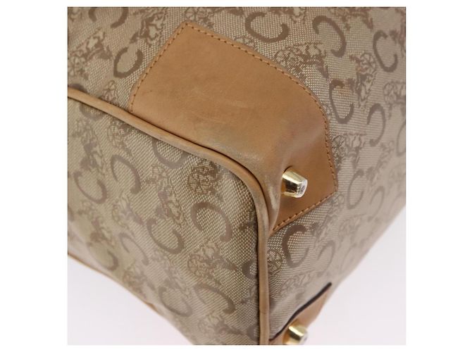 Céline Borsa Boston CELINE C Saluki in PVC e pelle Beige con finiture dorate Auth 192714 - vista 12
