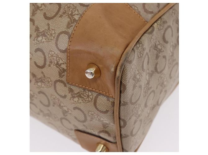Céline Borsa Boston CELINE C Saluki in PVC e pelle Beige con finiture dorate Auth 192714 - vista 13