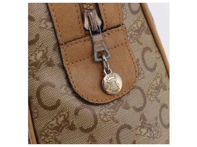 Céline Borsa Boston CELINE C Saluki in PVC e pelle Beige con finiture dorate Auth 192714 - vista 14