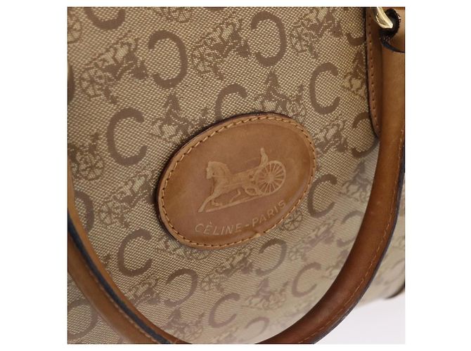 Céline Borsa Boston CELINE C Saluki in PVC e pelle Beige con finiture dorate Auth 192714 - vista 15