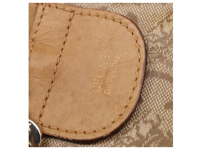 Céline Borsa Boston CELINE C Saluki in PVC e pelle Beige con finiture dorate Auth 192714 - vista 16