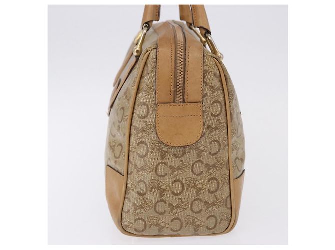 Céline Borsa Boston CELINE C Saluki in PVC e pelle Beige con finiture dorate Auth 192714 - vista 4