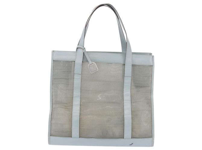 GUCCI Tote Bag Mesh Hellblau Silber 002 3754 0404 Auth ar13988 - Ansicht 2