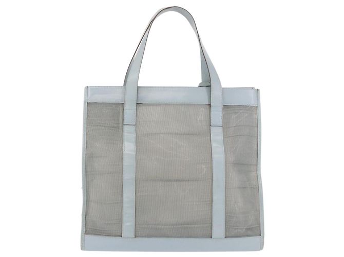 GUCCI Tote Bag Mesh Hellblau Silber 002 3754 0404 Auth ar13988 - Ansicht 4