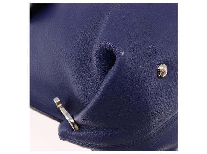 Borsa Salvatore Ferragamo Gancini in Pelle 2way Blu Argento Auth 192042A - vista 12