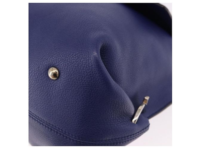 Borsa Salvatore Ferragamo Gancini in Pelle 2way Blu Argento Auth 192042A - vista 13