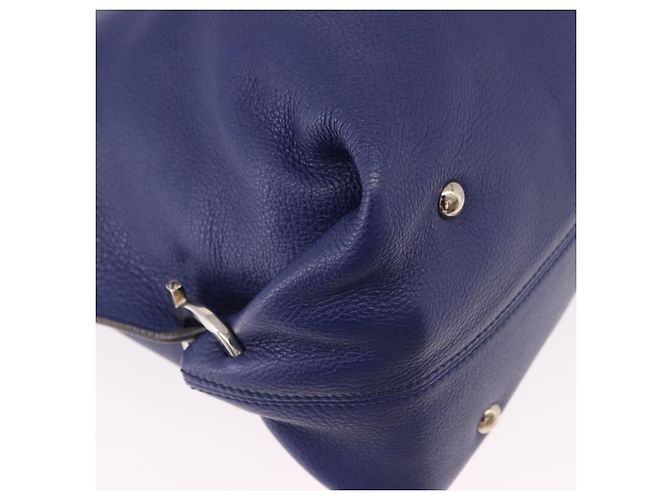 Borsa Salvatore Ferragamo Gancini in Pelle 2way Blu Argento Auth 192042A - vista 14