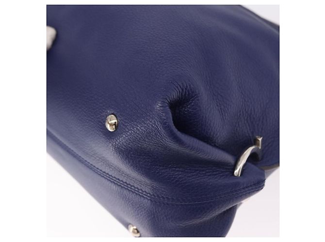 Borsa Salvatore Ferragamo Gancini in Pelle 2way Blu Argento Auth 192042A - vista 15