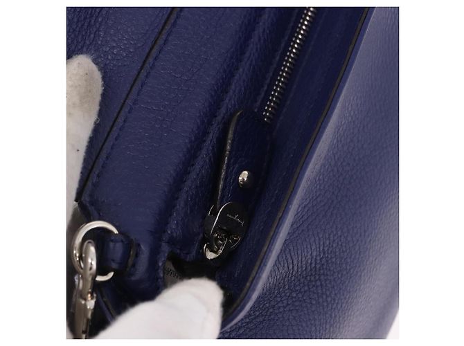 Borsa Salvatore Ferragamo Gancini in Pelle 2way Blu Argento Auth 192042A - vista 19