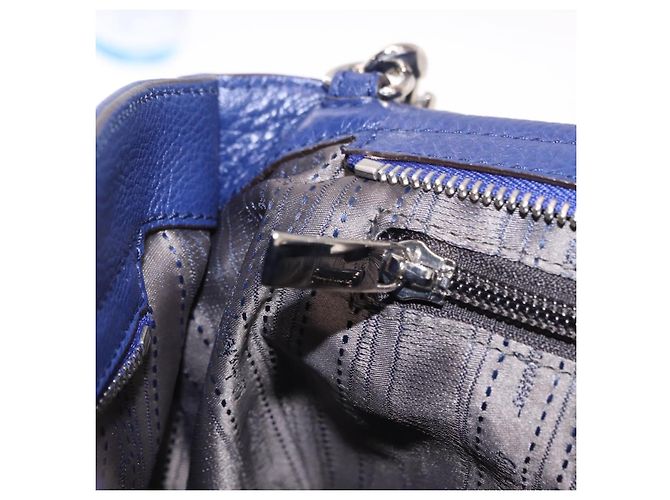 Borsa Salvatore Ferragamo Gancini in Pelle 2way Blu Argento Auth 192042A - vista 24