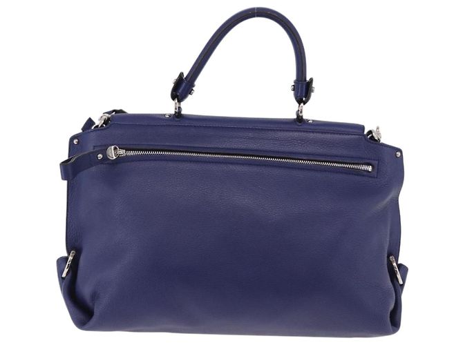 Borsa Salvatore Ferragamo Gancini in Pelle 2way Blu Argento Auth 192042A - vista 3