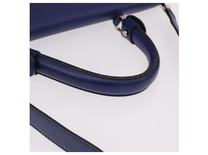 Borsa Salvatore Ferragamo Gancini in Pelle 2way Blu Argento Auth 192042A - vista 7