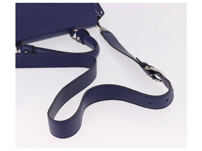 Borsa Salvatore Ferragamo Gancini in Pelle 2way Blu Argento Auth 192042A - vista 9