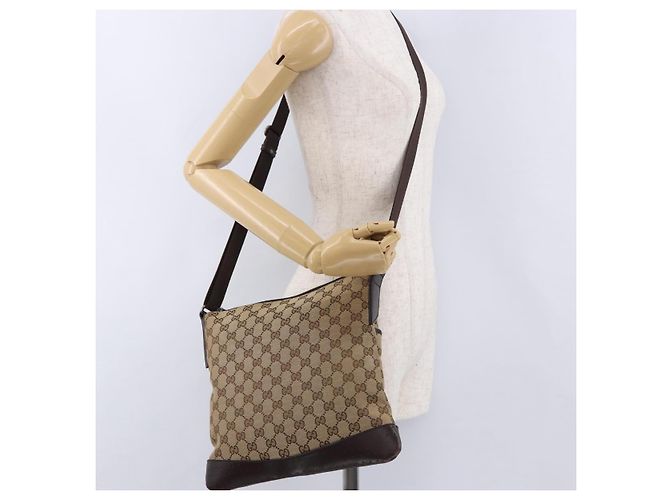 Borsa a Spalla GUCCI GG Canvas Beige Argento 145857 Auth ka5285A - vista 22