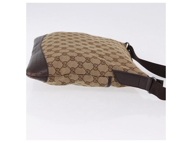Borsa a Spalla GUCCI GG Canvas Beige Argento 145857 Auth ka5285A - vista 4