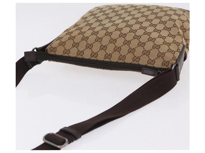 Borsa a Spalla GUCCI GG Canvas Beige Argento 145857 Auth ka5285A - vista 6